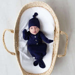 Emerson Newborn Knotted Gown Set - Navy | Milk & Baby
