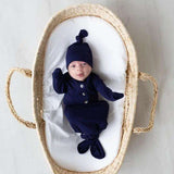 Emerson Newborn Knotted Gown Set - Navy | Milk & Baby