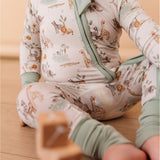 Soft Savannah | Bamboo One Piece Zip Pajama