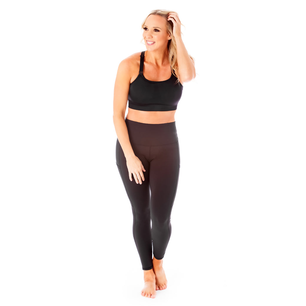 Strappy Back 2.0 Nursing Sports Bra Black lifestyle