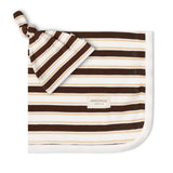 Organic Swaddle Blanket & Hat Set | Cocoa Stripe