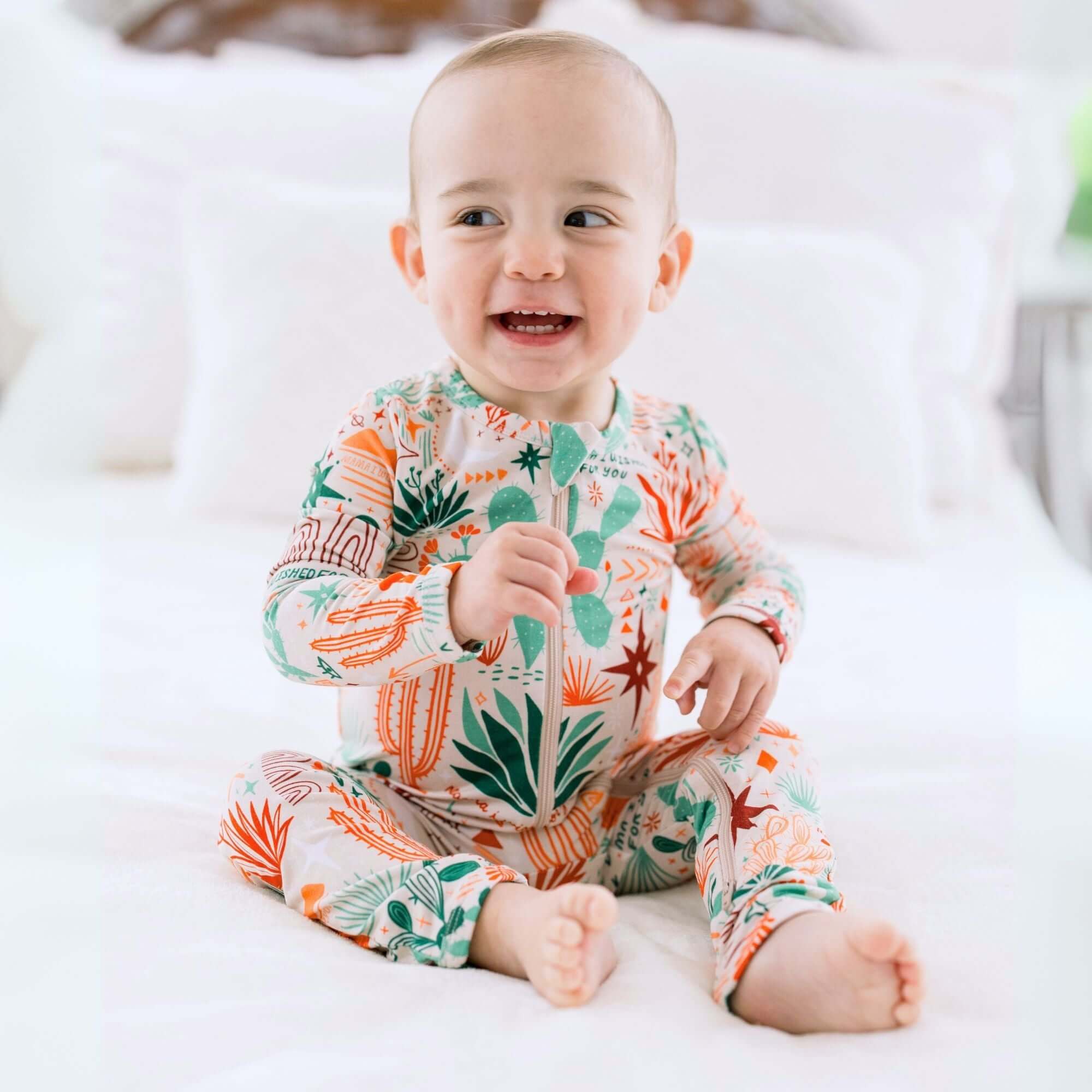 Desert Cactus Vibes | Bamboo Footless Onesie Romper | "Mama, I Wished for You" | Milk & Baby