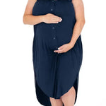 Navy Ruffle Strap Labor & Delivery Gown Milk & Baby