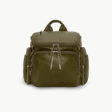 Caraa Baby Bag Medium in Olive Nylon with multiple pockets and waterproof design for parenting needs.