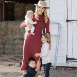 2 in 1 Nursing and Maternity Knit Midi Dress Milk & Baby