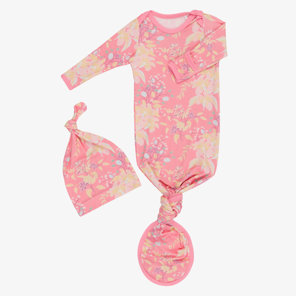 Summer Florals Pink Gown & Hat Milk & Baby