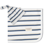 Organic Swaddle Blanket & Hat Set | Navy Stripe