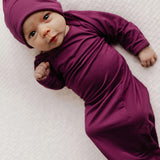 Plum Knotted Newborn Baby Gown