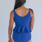 Tie Shoulder Breastfeeding Peplum Tankini Swimsuit Top 2026