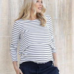 Lanie Maternity & Nursing Navy Stripe Top | Milk & Baby