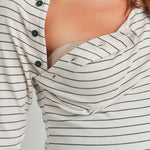 Stripe Maternity & Nursing Top with Button Detail - Milk & Baby