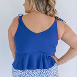 Tie Shoulder Breastfeeding Peplum Tankini Swimsuit Top 2026