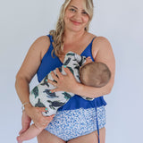Tie Shoulder Breastfeeding Peplum Tankini Swimsuit Top 2026