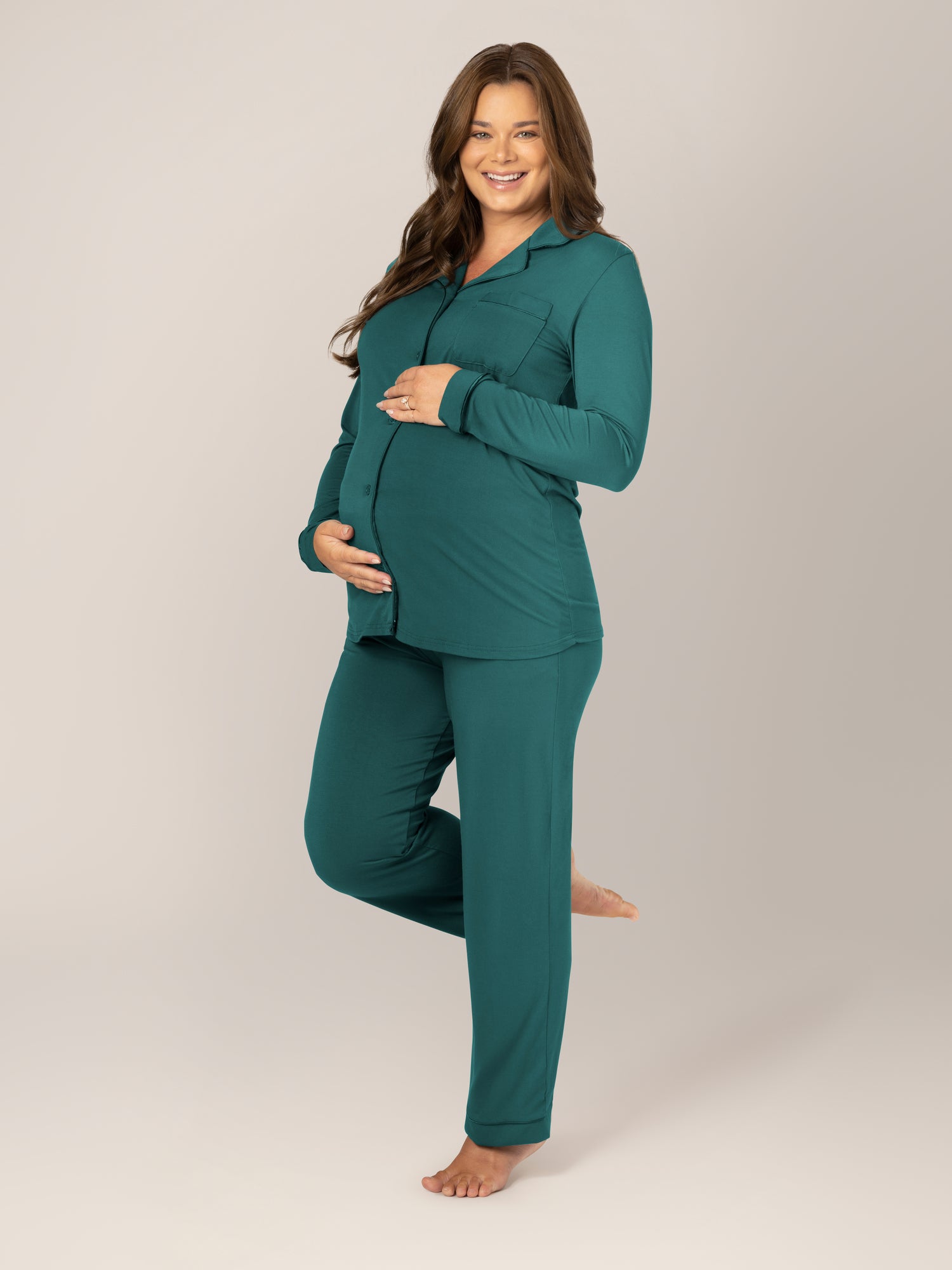 Clea Bamboo Long Sleeve Pajama Set | Evergreen | Milk & Baby