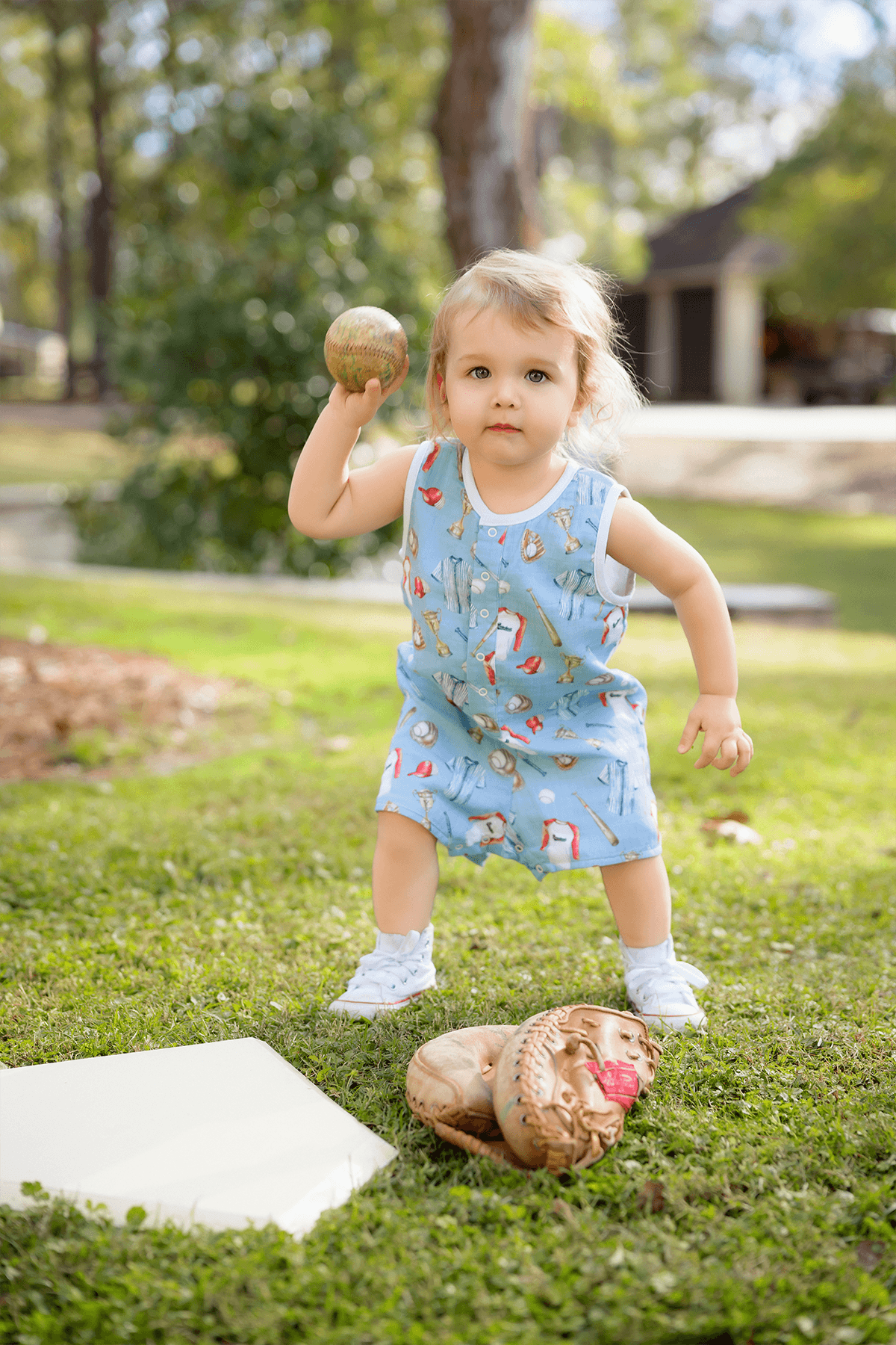 Let's Play Ball Organic Muslin Shortall | Milk & Baby