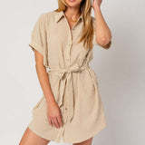 Half Sleeve Button Down Shirt Dress | Milk & Baby