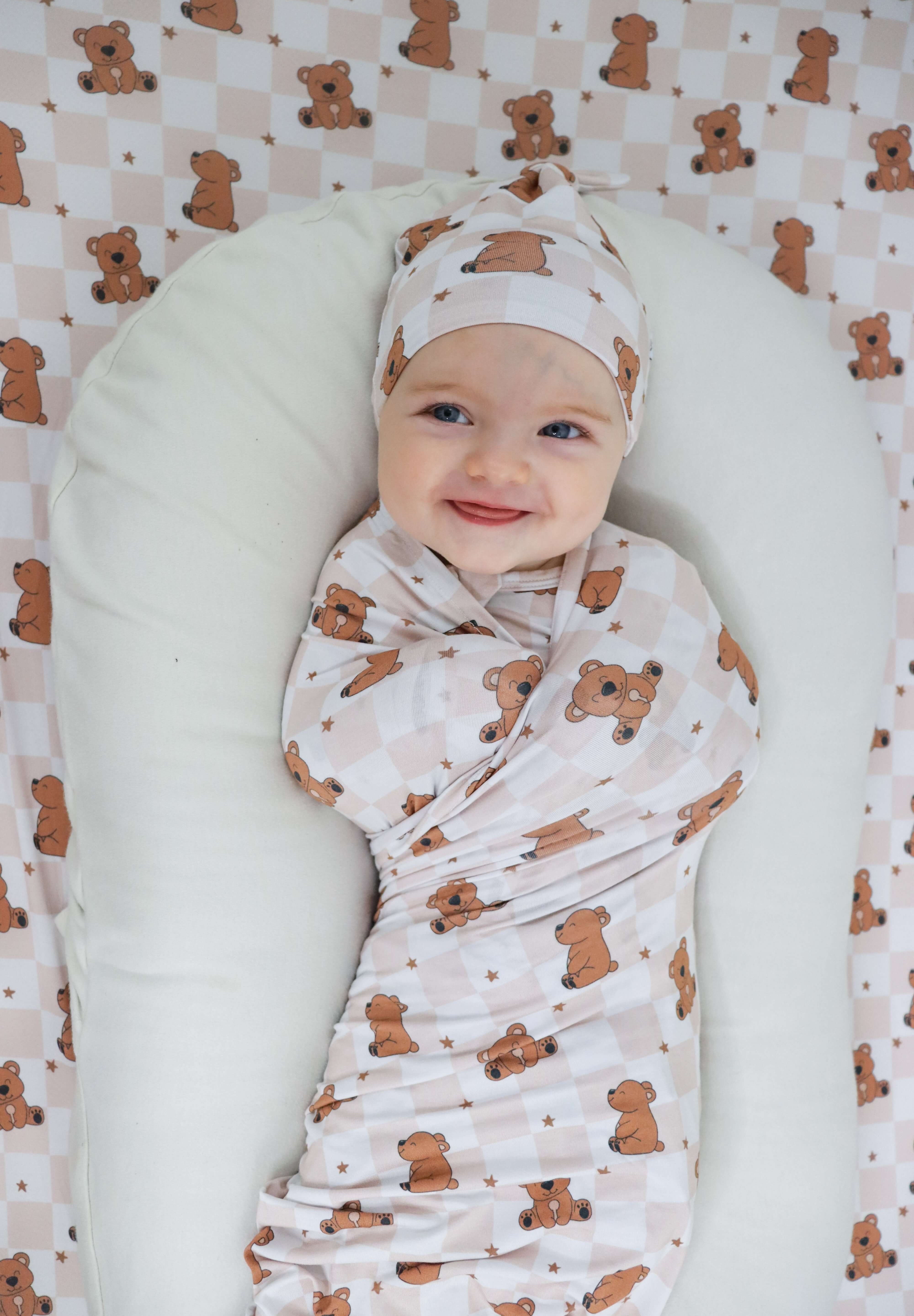 Cozy Bear Dream Swaddle & Beanie | Milk & Baby