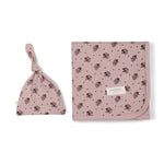 Rose Ditsy | Organic Swaddle Blanket & Hat | Milk & Baby