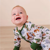 It's a Jungle Out There | Bamboo One Piece Zip Pajama | WHY BIRD & BEAN?Bird & Bean creates premium bamboo pajamas designed for comfort and durability. Made from the highest quality, extra soft bamboo viscose fabric, these baby and kid's pajamas feature a
