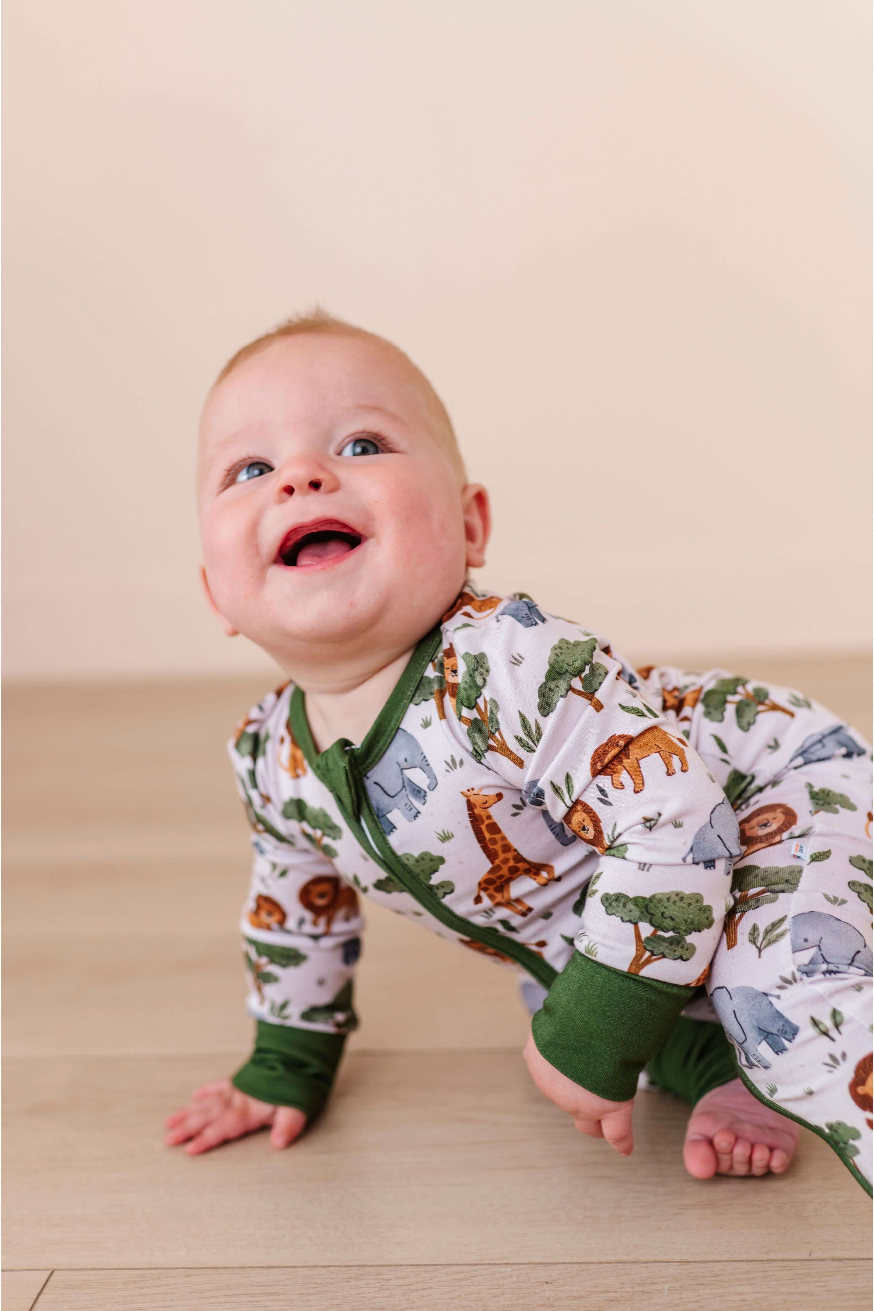 It's a Jungle Out There | Bamboo One Piece Zip Pajama | WHY BIRD & BEAN?Bird & Bean creates premium bamboo pajamas designed for comfort and durability. Made from the highest quality, extra soft bamboo viscose fabric, these baby and kid's pajamas feature a