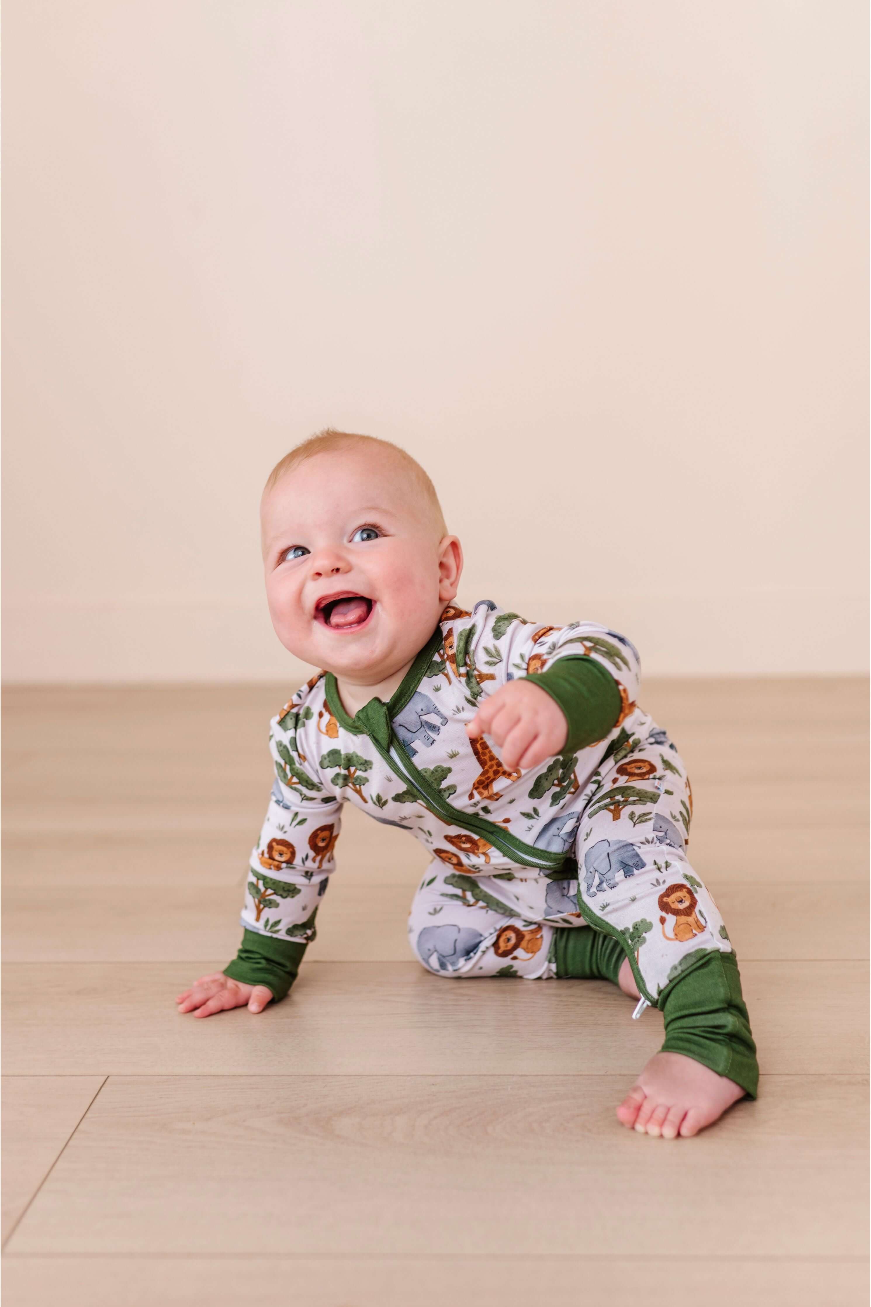 It's a Jungle Out There | Bamboo One Piece Zip Pajama | WHY BIRD & BEAN?Bird & Bean creates premium bamboo pajamas designed for comfort and durability. Made from the highest quality, extra soft bamboo viscose fabric, these baby and kid's pajamas feature a