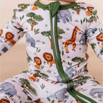 It's a Jungle Out There | Bamboo One Piece Zip Pajama | WHY BIRD & BEAN?Bird & Bean creates premium bamboo pajamas designed for comfort and durability. Made from the highest quality, extra soft bamboo viscose fabric, these baby and kid's pajamas feature a