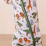 It's a Jungle Out There | Bamboo One Piece Zip Pajama | WHY BIRD & BEAN?Bird & Bean creates premium bamboo pajamas designed for comfort and durability. Made from the highest quality, extra soft bamboo viscose fabric, these baby and kid's pajamas feature a