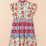 Rose Boho Floral Ruffle Mini Dress | Milk & Baby