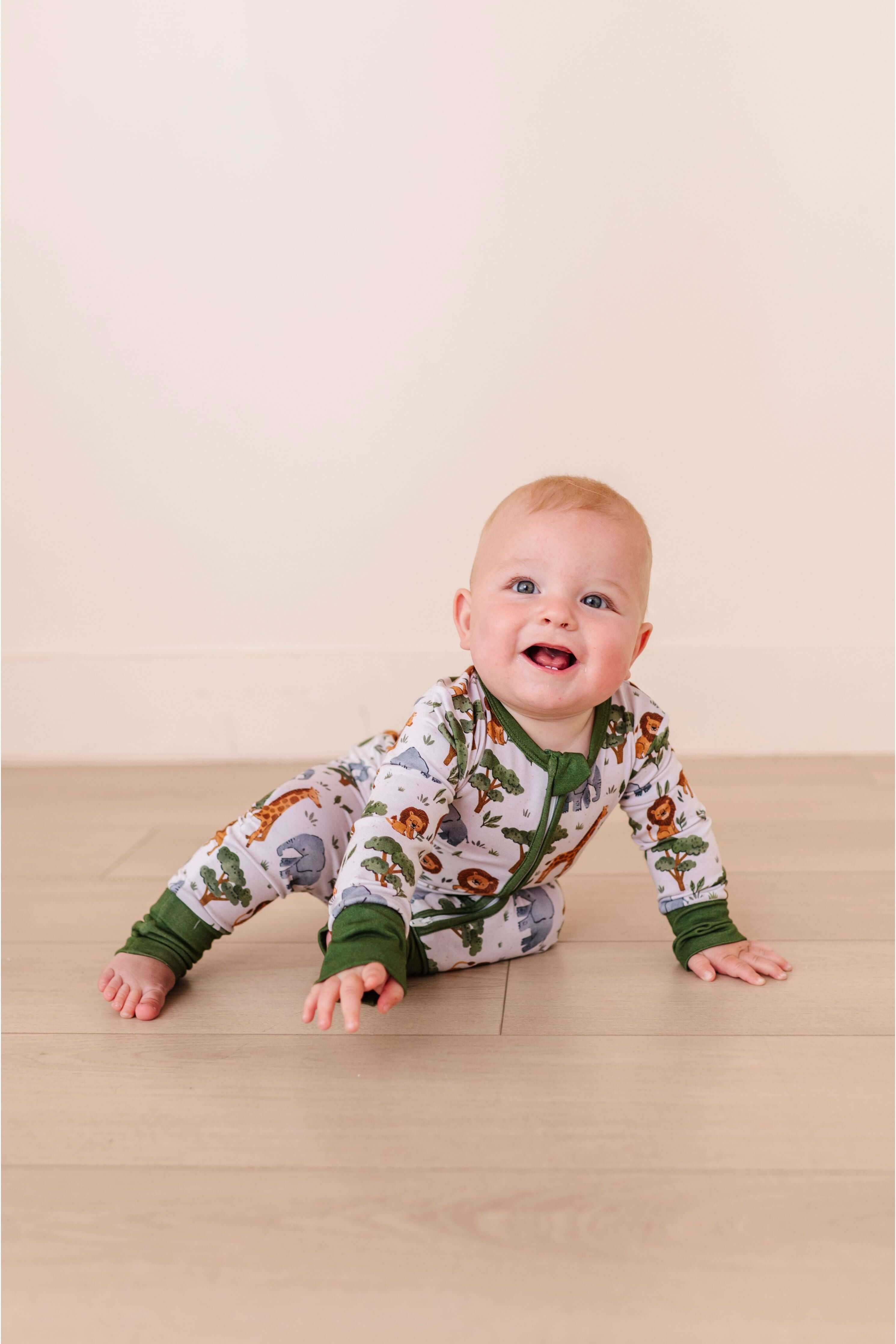 It's a Jungle Out There | Bamboo One Piece Zip Pajama | WHY BIRD & BEAN?Bird & Bean creates premium bamboo pajamas designed for comfort and durability. Made from the highest quality, extra soft bamboo viscose fabric, these baby and kid's pajamas feature a