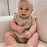 Luna + Luca Cable Knit Summer Romper - Heather Beige | Milk & Baby