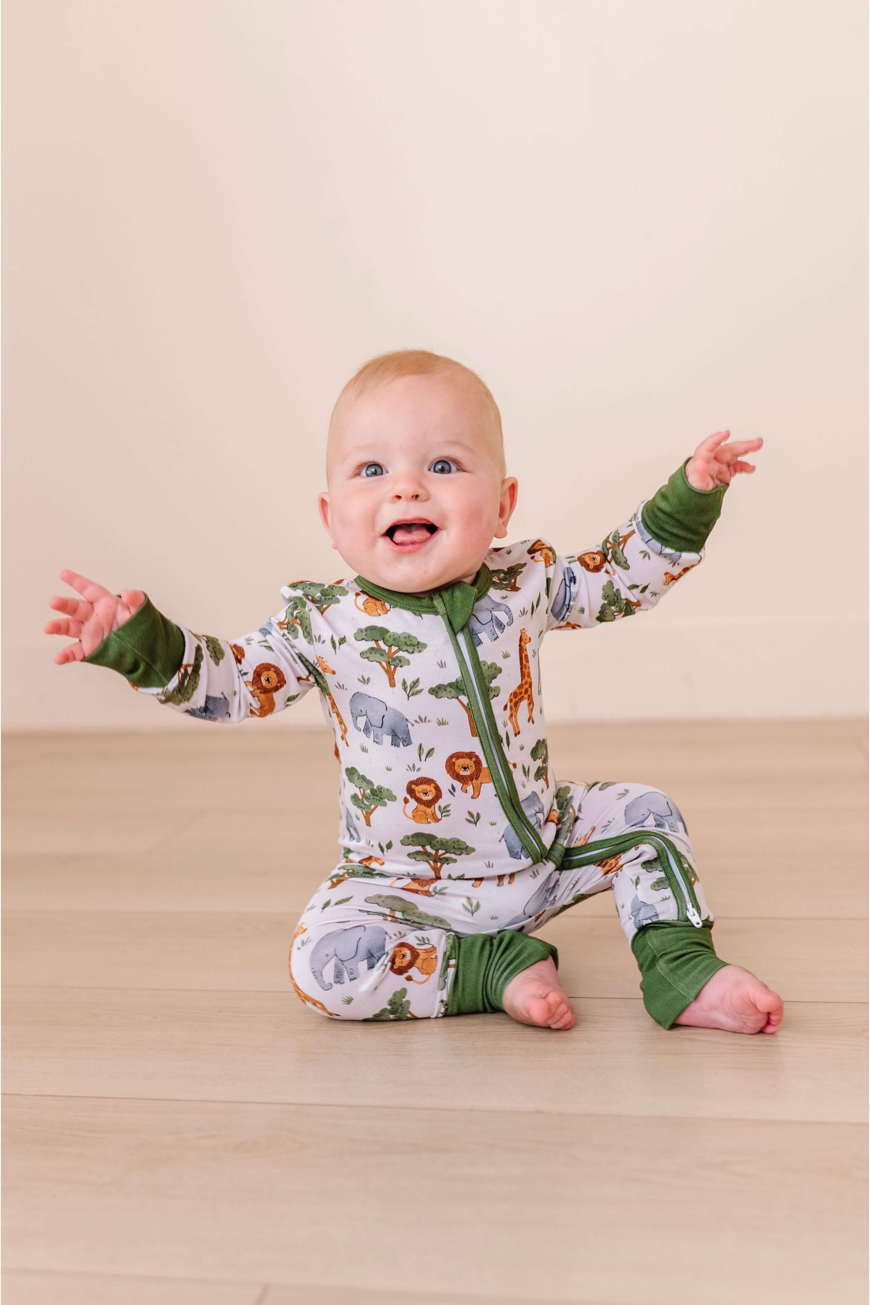 It's a Jungle Out There | Bamboo One Piece Zip Pajama | WHY BIRD & BEAN?Bird & Bean creates premium bamboo pajamas designed for comfort and durability. Made from the highest quality, extra soft bamboo viscose fabric, these baby and kid's pajamas feature a