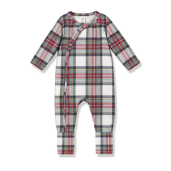 Holiday Plaid Zipper Romper