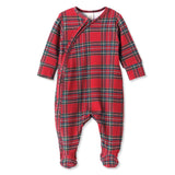 Red Holiday Tartan Plaid | Christmas Bamboo Baby Zipper Romper