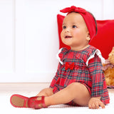 Red Holiday Tartan Plaid | Christmas Bamboo Baby Skirted Bodysuit