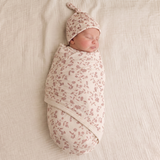 Organic Swaddle Blanket & Hat Set | Petal Whispers