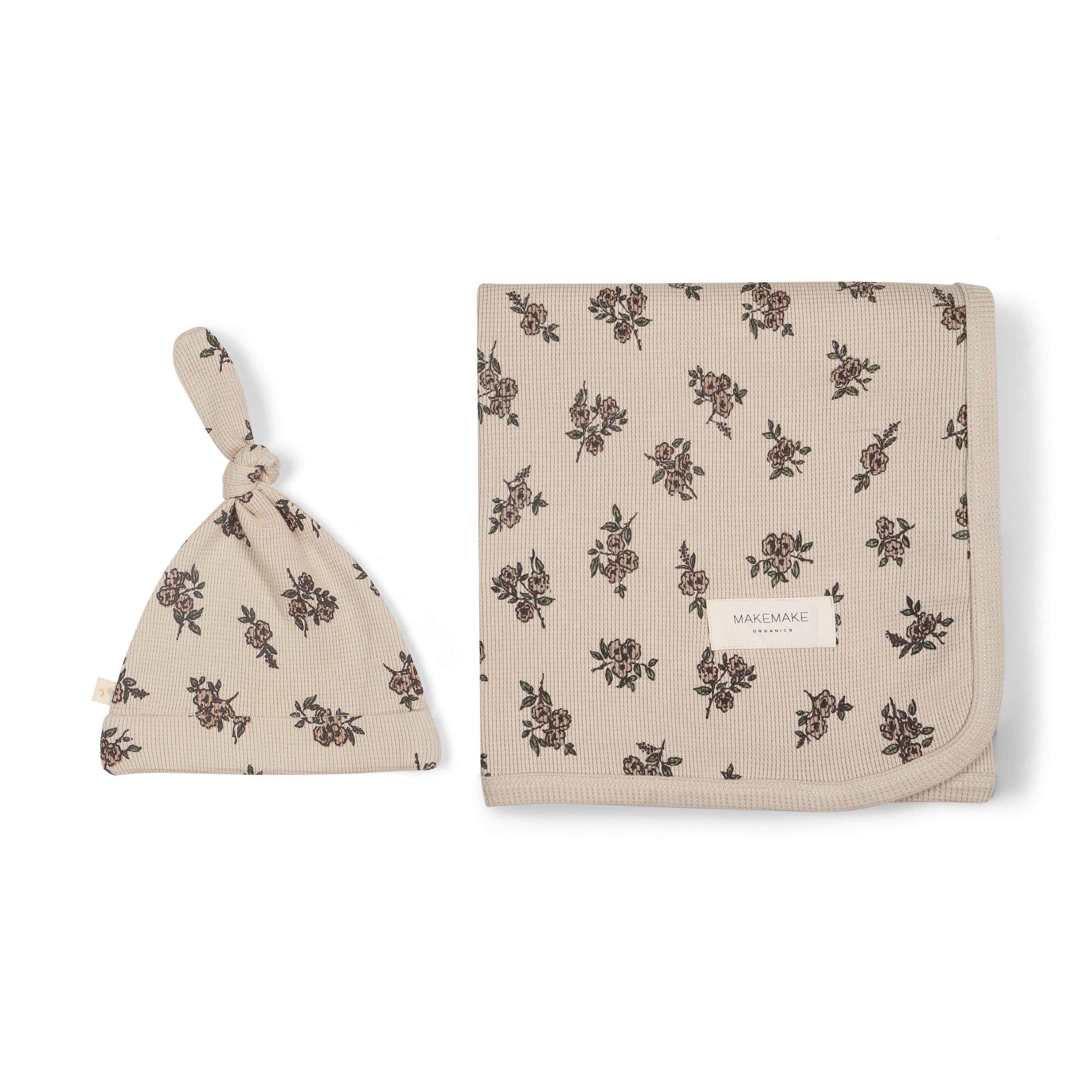 Posy | Organic Swaddle Blanket & Hat | Milk & Baby