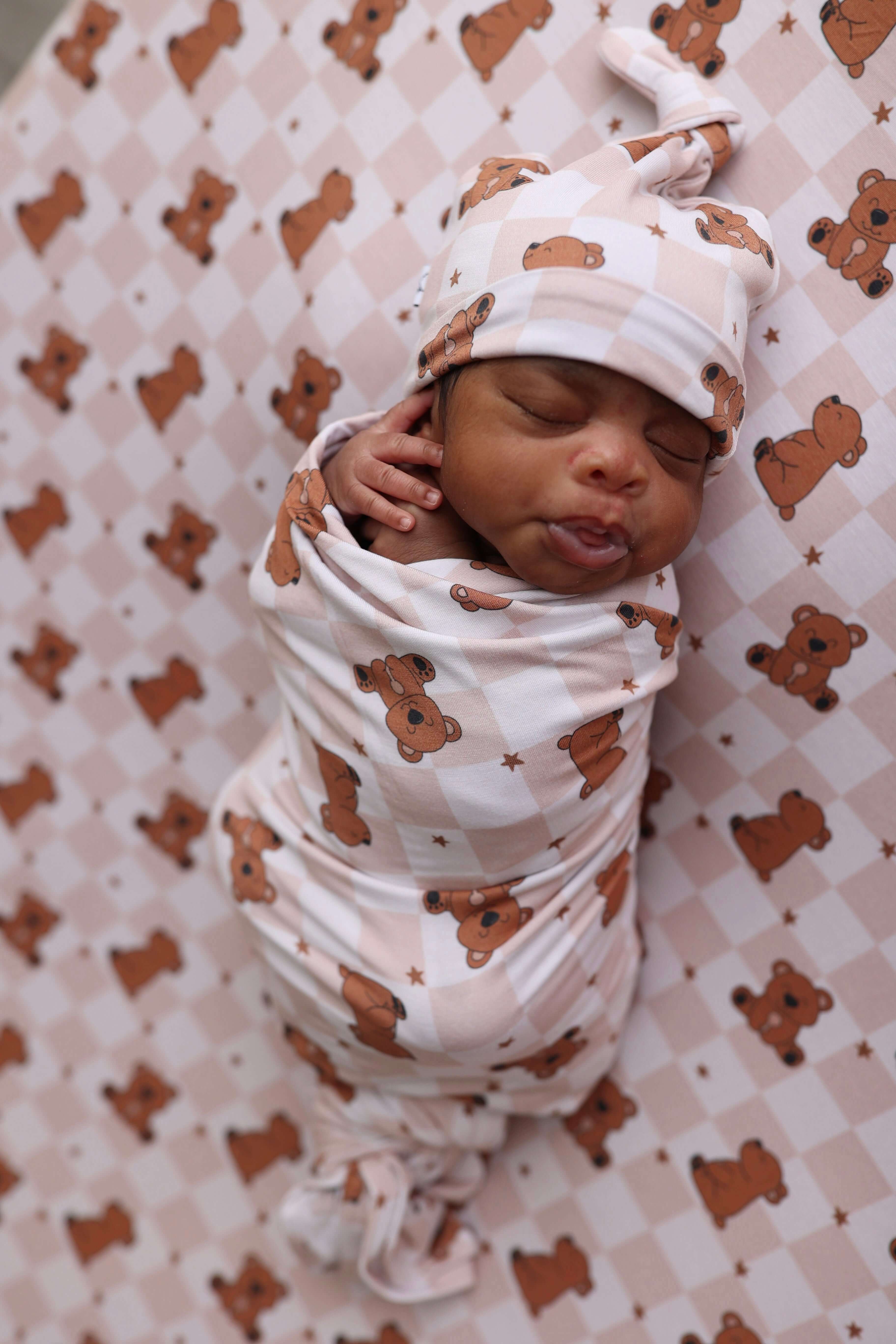 Cozy Bear Dream Swaddle & Beanie | Milk & Baby