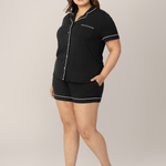 Clea Bamboo Short Sleeve Pajama Set | Black | Milk & Baby