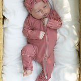 Peppermint Stripe Ribbed | Bamboo Zip Pajamas