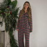 Holiday Stripe | Women's Bamboo Button Up Lounge Set