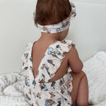 Pooh | Cross-Back Ruffle Romper | Milk & Baby