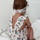 Pooh | Cross-Back Ruffle Romper | Milk & Baby