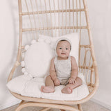 Luna + Luca Rib Detail Short Baby Romper | Black Speckle Milk & Baby