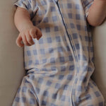 Shortie Bamboo Zip | Marilyn | Milk & Baby | Made of the softest premium bamboo. Durable and well designed your little ones can sleep and play in these cozy pajamas. These shortie rompers are ideal for warmer months featuring short sleeves and short botto