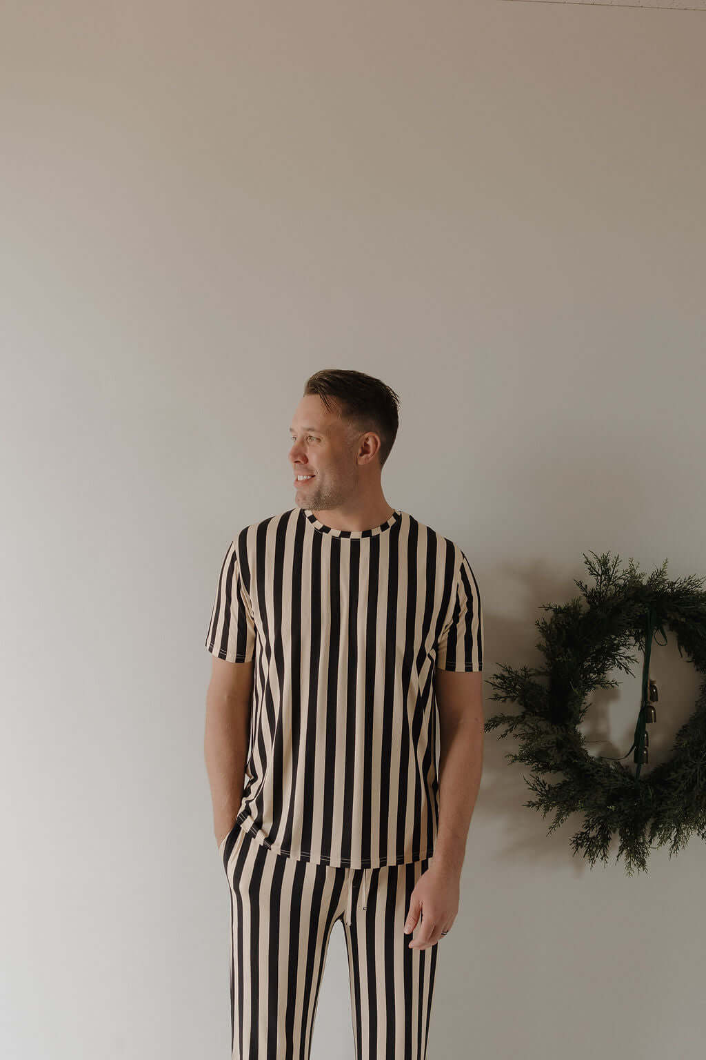 Midnight Stripe | Men's Short Sleeve Pajamas | Milk & Baby