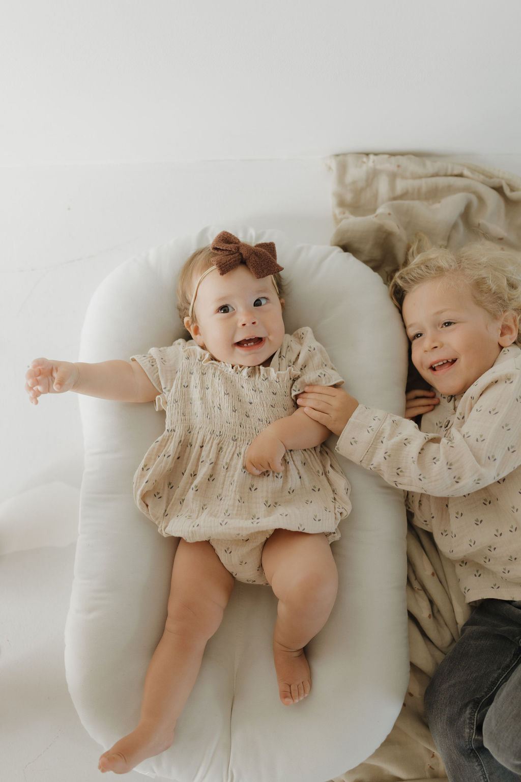 Flora | Ruffle Muslin Romper | Milk & Baby