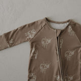 Highland | Bamboo Zip Pajamas | Made of the softest premium bamboo. Durable and well designed your little ones can sleep and play in these cozy pajamas. Our smallest sizes have rollover cuffs on the hands and all of the one piece sizes have cuffs on the f