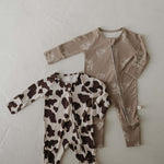 Moo! | Bamboo Zip Pajamas | Milk & Baby