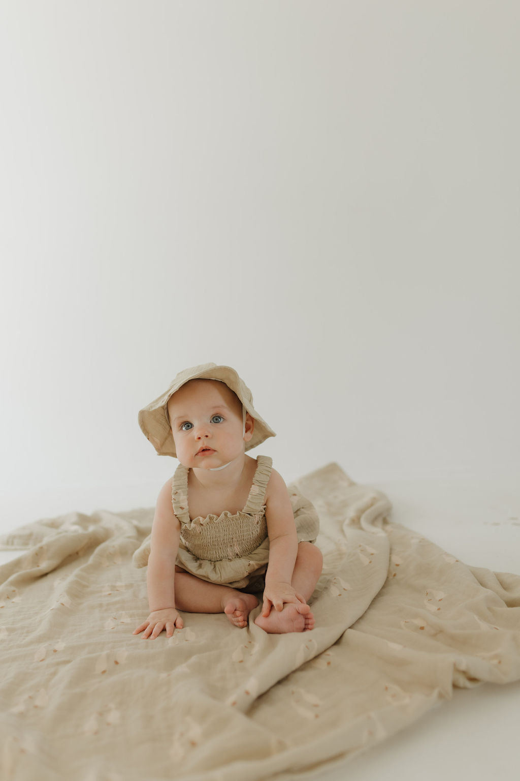 Silly Goose | Sleeveless Muslin Romper & Hat | Milk & Baby