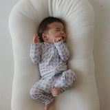 Bamboo Zip Pajamas | Marilyn | Milk & Baby | Made of the softest premium bamboo. Durable and well designed your little ones can sleep and play in these cozy pajamas. Our smallest sizes have rollover cuffs on the hands and all of the one piece sizes have c